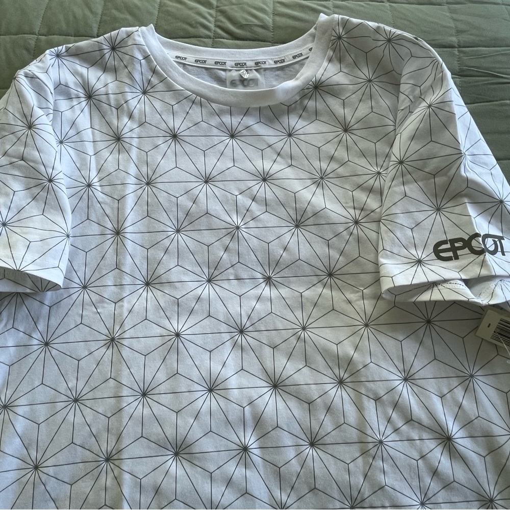 NEW Disney Parks EPCOT Spaceship Earth Collection Tee WhiteSilver Reflective XXL